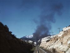 One of the cuts through the mountains, near Cajon, Calif., Cajon Pass, Calif., 1943. Creator: Jack Delano