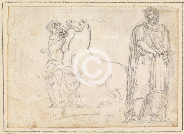 One of the "Dioscuri" and a Barbarian Prisoner, 1754/1765. Creator: Hubert Robert.
