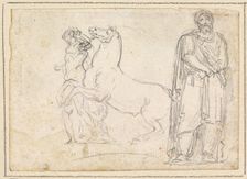 One of the "Dioscuri" and a Barbarian Prisoner, 1754/1765. Creator: Hubert Robert