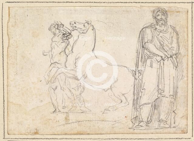 One of the "Dioscuri" and a Barbarian Prisoner, 1754/1765. Creator: Hubert Robert.