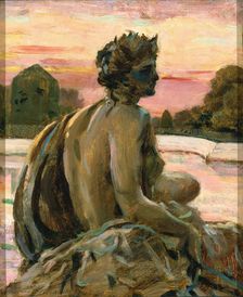 One of the Figures at the Parterre d'Eau, ca. 1911 or 1913. Creator: Carroll Beckwith