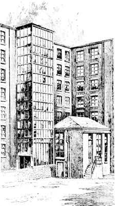 ...One of the great motor-towers containing ten motors, at the Brunswick Mill, Ancoats, 1909. Creator: Unknown