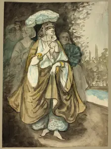 One of the Ladies of the Harem (recto); Fragment of a Landscape (verso), 1854/56. Creator: Constantin Guys