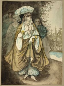 One of the Ladies of the Harem (recto); Fragment of a Landscape (verso), 1854/56. Creator: Constantin Guys