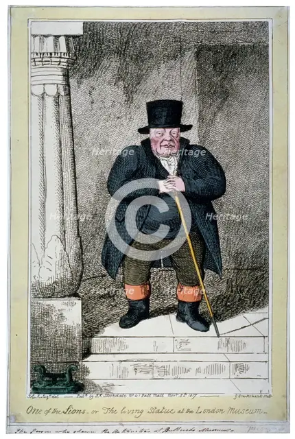 'One of the Lions - or the living statue at the London Museum', 1817. Artist: George Cruikshank