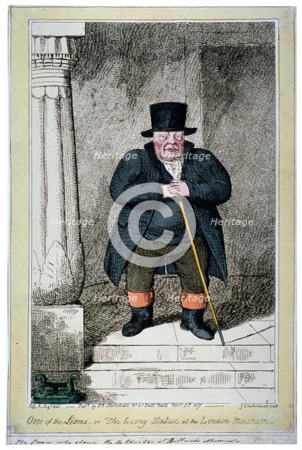 'One of the Lions - or the living statue at the London Museum', 1817. Artist: George Cruikshank