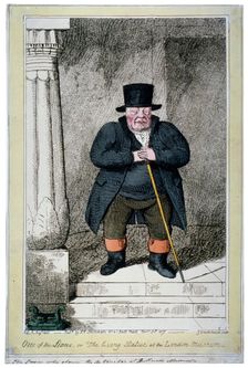 One of the Lions - or the living statue at the London Museum 1817. Artist: George Cruikshank