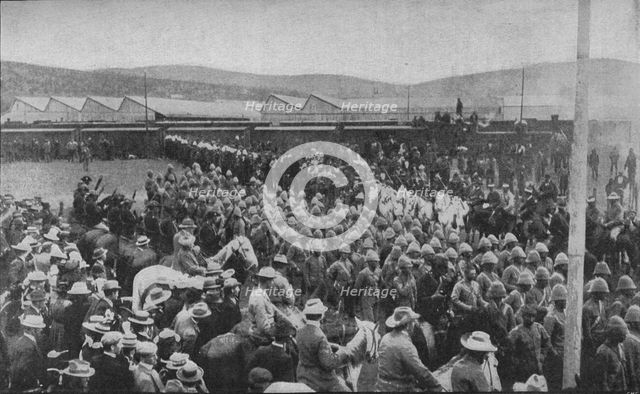 'One of the Painful Incidents of the War: Captured British Troops Being Marched Into Pretoria', 1902 Artist: Unknown.
