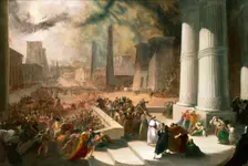 One of the Seven Plagues of Egypt. The water of the Nile turned blood red early 19th century. Artist: John Martin