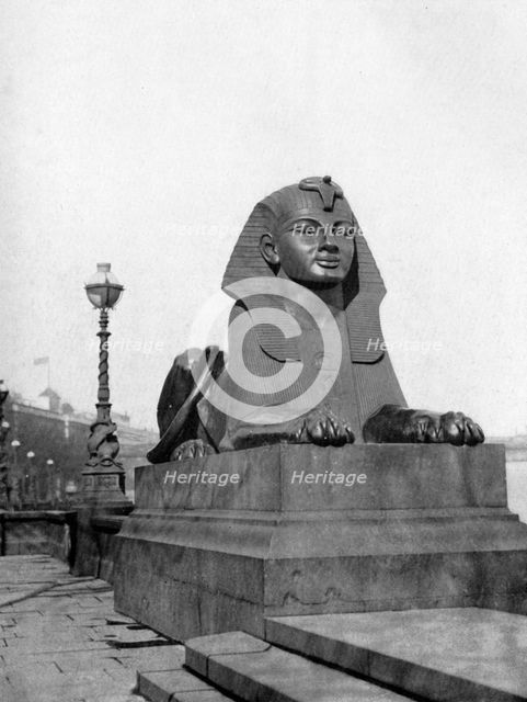 One of the sphinxes, Victoria Embankment, London, 1924-1926. Artist: Unknown