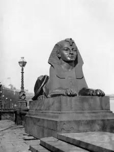 One of the sphinxes, Victoria Embankment, London, 1924-1926