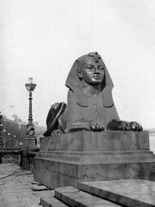 One of the sphinxes, Victoria Embankment, London, 1924-1926