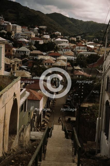One of the steep hillside streets, Charlotte Amalie, St. Thomas Virgin Islands, 1941. Creator: Jack Delano.