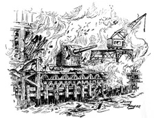 One After Another The Buildings Burst Into Flames c1929. Creators: Howard Davie, Harry Payne