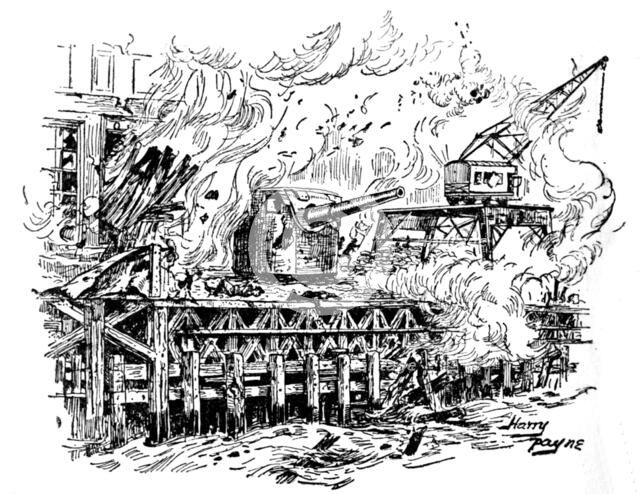 'One After Another The Buildings Burst Into Flames', c1929.  Creators: Howard Davie, Harry Payne.