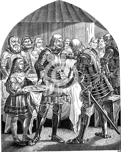 One egg apiece all round, but two eggs for the gallant Schweppermann (From the Geschichte des deutschen Volkes by E. Duller), 1840. Artist: Kirchhoff, Johann Jakob (1796-1848)