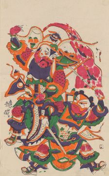 One hundred thirty-five woodblock prints including New Year's pictures (nianh..., 19th-20th century. Creator: Unknown
