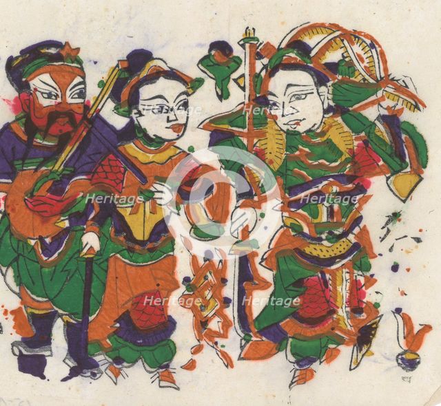 One hundred thirty-five woodblock prints including New Year's pictures (nianh..., 19th-20th century. Creator: Unknown.