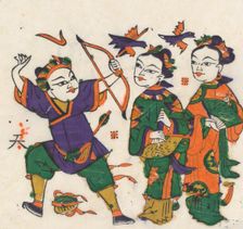 One hundred thirty-five woodblock prints including New Year's pictures (nianh..., 19th-20th century. Creator: Unknown