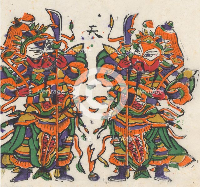 One hundred thirty-five woodblock prints including New Year's pictures (nianh..., 19th-20th century. Creator: Unknown.