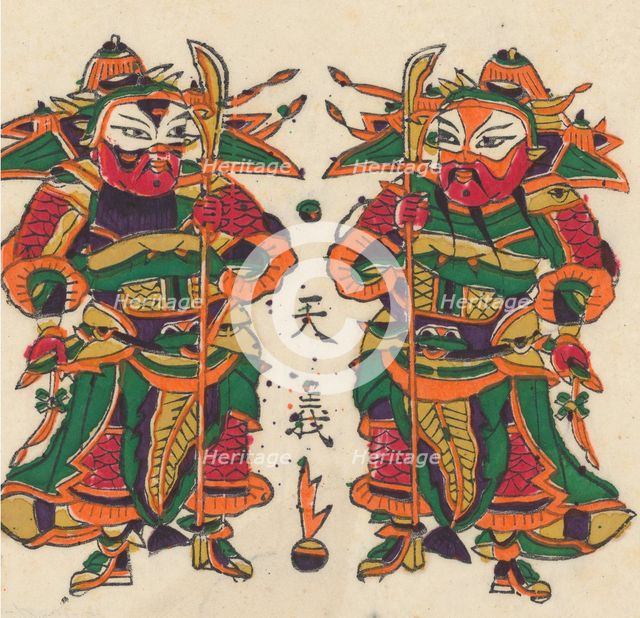 One hundred thirty-five woodblock prints including New Year's pictures (nianh..., 19th-20th century. Creator: Unknown.