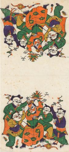 One hundred thirty-five woodblock prints including New Year's pictures (nianh..., 19th-20th century. Creator: Unknown