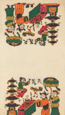One hundred thirty-five woodblock prints including New Year's pictures (nianh..., 19th-20th century. Creator: Unknown
