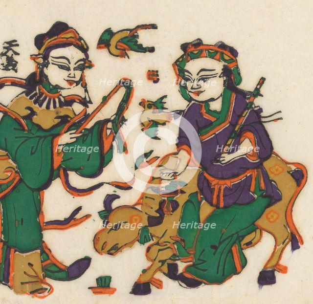 One hundred thirty-five woodblock prints including New Year's pictures (nianh..., 19th-20th century. Creator: Unknown.