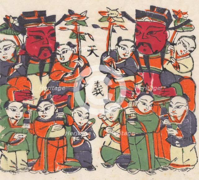 One hundred thirty-five woodblock prints including New Year's pictures (nianh..., 19th-20th century. Creator: Unknown.