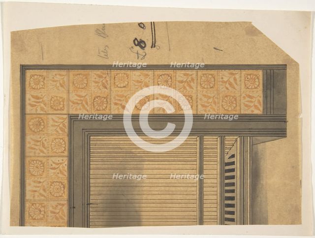 One half a Tiled Fireplace Surround, 19th century. Creator: Anon.