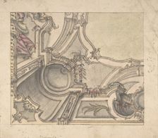 One Quarter of a Design for a Painted Ceiling (recto); Frieze with Putto..., 1700-1780. Creator: Anon