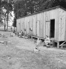 One room per family in rough wooden barracks..., near Grants pass, Josephine County, Oregon, 1939. Creator: Dorothea Lange