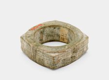 One-tier tube (cong ?) with masks, Late Neolithic period, ca. 3000-ca. 2250 BCE. Creator: Unknown