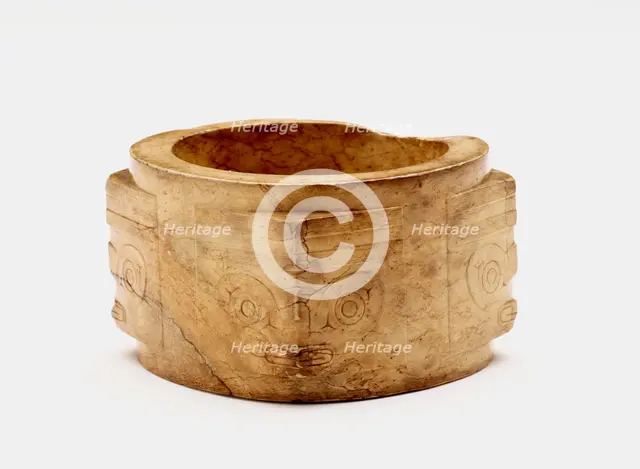 One-tier tube (cong ?) with masks, Late Neolithic period, ca. 3300-ca. 2250 BCE. Creator: Unknown.