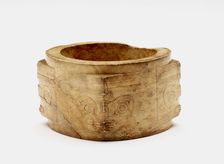 One-tier tube (cong ?) with masks, Late Neolithic period, ca. 3300-ca. 2250 BCE. Creator: Unknown