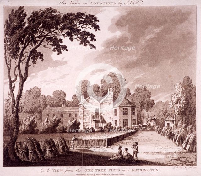 One tree field, Kensington, London, 1790. Artist: J Wells