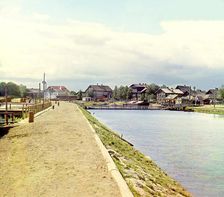 Onezhskii Canal near Voznesene [Russian Empire], 1909. Creator: Sergey Mikhaylovich Prokudin-Gorsky