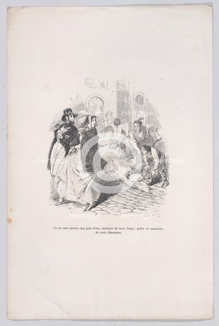 Only everywhere are water faucets, watering cans of any shape, shovels and pots of any siz..., 1843. Creator: Jean Ignace Isidore Gerard.