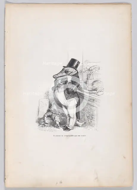 Only his belly was remarkable from Scenes from the Private and Public Life of Anima..., ca. 1837-47. Creator: Andrew Best Leloir.