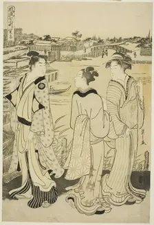 Ono no Komachi at Seki Temple, from the series The Fashionable Seven Komachi..., about 1788. Creator: Hosoda Eishi