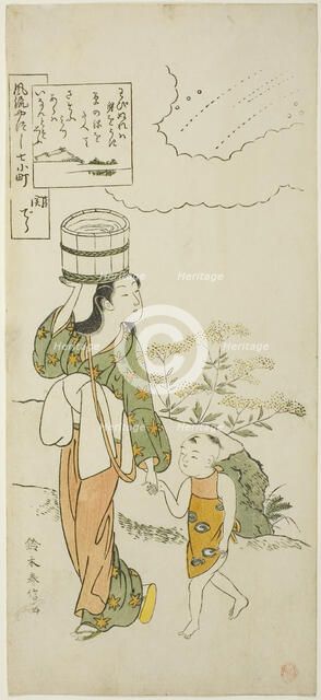 Ono no Komachi at Seki Temple (Seki), from the series The Seven Fashionable Aspects of..., 1751/64. Creator: Suzuki Harunobu.