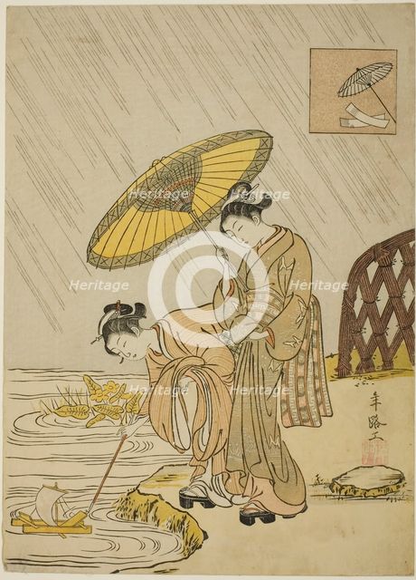Ono no Komachi Praying for Rain, Edo period (1615-1868), 1766. Creator: Suzuki Harunobu.