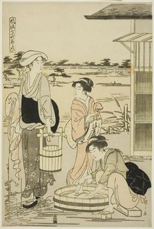 Ono no Komachi Washing the Copybook, from the series The Fashionable..., about 1788. Creator: Hosoda Eishi