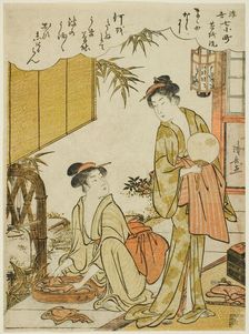 Ono no Komachi Washing the Copybook (Soshiarai Komachi), from the series The Seven..., about 1779. Creator: Torii Kiyonaga