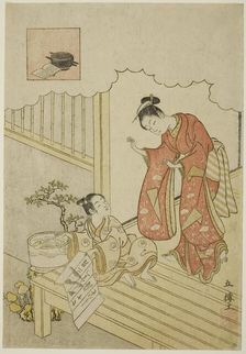 Ono no Komachi Washing the Book, Edo period (1615-1868), 1765/66. Creator: Suzuki Harunobu