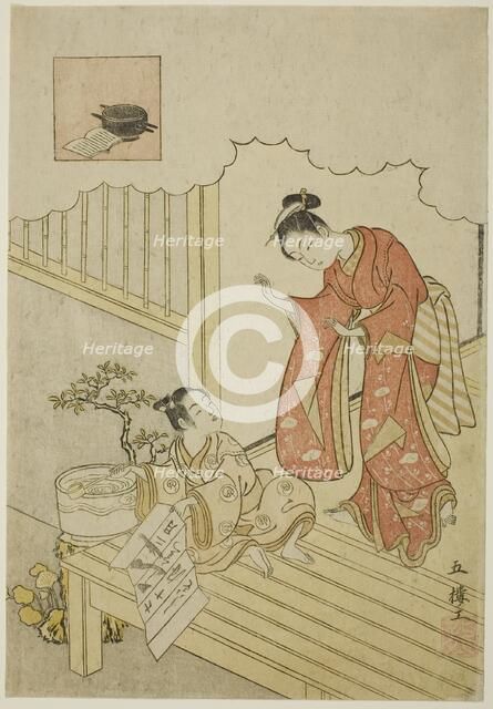 Ono no Komachi Washing the Book, Edo period (1615-1868), 1765/66. Creator: Suzuki Harunobu.