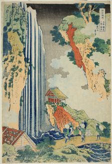 Ono Falls on the Kisokaido (Kisokaido Ono no bakufu), from the series "A Tour of Water..., c. 1833. Creator: Hokusai