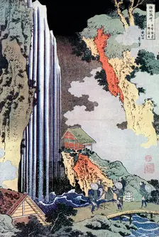 Ono Waterfall Along the Kisokaido c1780-1849. Artist: Hokusai