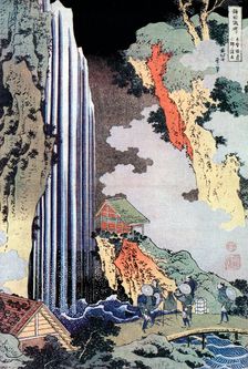 Ono Waterfall Along the Kisokaido c1780-1849. Artist: Hokusai