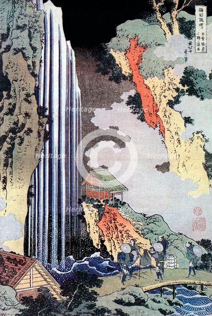 'Ono Waterfall Along the Kisokaido', c1780-1849. Artist: Hokusai